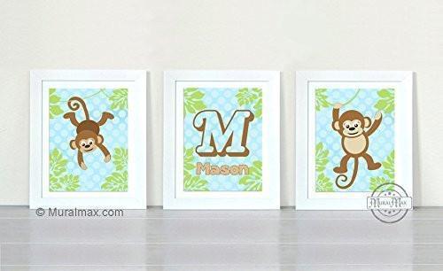 Unisex - Personalized Monkey Theme - Unframed Prints -Set of 3-B018KOAXRW