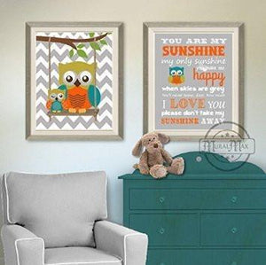 Unisex - You Are My Sunshine - Woodland Unframed Prints - Set of 2-B018KOHRQW-MuralMax Interiors