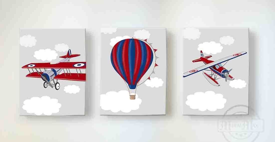 Vintage Boy Nursery Decor Vintage Airplane And Hot Air Balloon