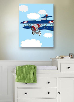 Vintage Airplane Boy Room Decor - Biplane Canvas Art - The Aviation Collection-B018ISHH92-MuralMax Interiors