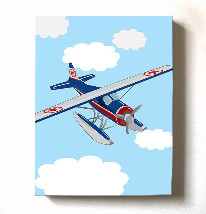 Vintage Airplane Boy Room Decor - Water Plane Canvas Art - The Aviation Collection