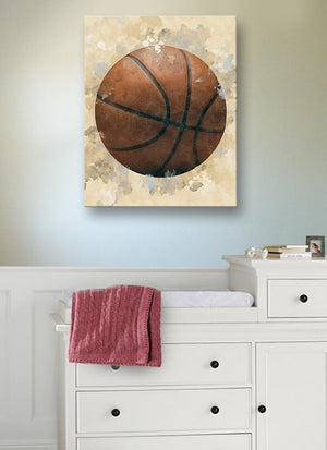 Vintage Sports Basketball Canvas Nursery Wall Decor - Unique Boy Room Art Gifts for Bedrooms & Playrooms - Great Baby Shower Presents-MuralMax Interiors