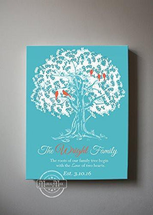 Wedding Anniversary Tree Gift - Anniversary Gift for Parents - Personalized Family Tree Canvas Art-Unique Wall Decor - Choose Your ColorHomeMuralMax Interiors