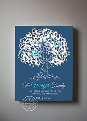 Wedding Anniversary Tree Gift - Anniversary Gift for Parents - Personalized Family Tree Canvas Art-Unique Wall Decor - Choose Your ColorHomeMuralMax Interiors