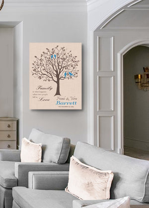 Wedding Gift for Couples - Personalized Family Tree Canvas Wall Art - Anniversary Gifts - Peach-MuralMax Interiors