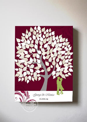 Wedding Gift - Guest Book Family Tree Canvas Wall Art, Make Your Wedding & Anniversary Gifts Memorable, Unique Wall Decor - Burgundy - B01LZ45D4T-MuralMax Interiors