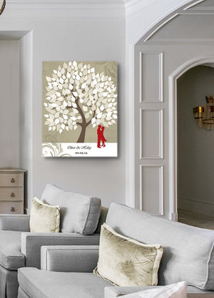 Wedding Guestbook Alternative Family Tree Canvas Wall Art, Make Your Wedding & Anniversary Gifts Memorable, Unique Wall Decor - Tan # 1 - B01LZ45D4T-MuralMax Interiors