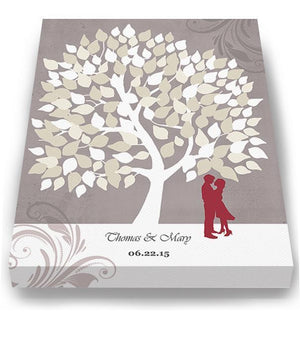 Wedding Guestbook Family Tree &amp; Lovebirds, Stretched Canvas Wall Art, Make Your Wedding Gifts Memorable, Unique Wall Decor- TaupeHomeMuralMax Interiors