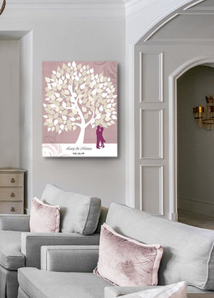 Wedding Tree Guest Book Alternative Canvas Print - Personalized Family Tree Wall Art - Make Your Wedding Gifts Memorable - PinkHomeMuralMax Interiors