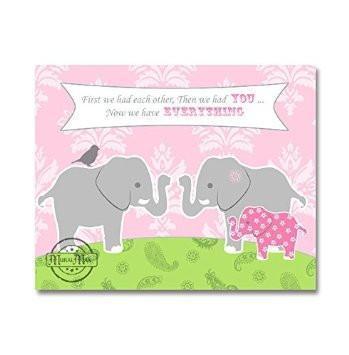 Whimsical Elephant Family Theme - First We Had You Quote - Unframed Print-B018KOEMLK