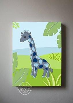 Whimsical Giraffe Safari Canvas Nursery Decor-B018ISMABM-MuralMax Interiors