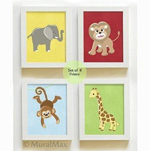Whimsical Jungle Nursery Characters Decor - Unframed Prints - Set of 4-B018KOG1AA-MuralMax Interiors