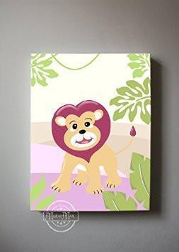 Whimsical Lion Safari Theme - Canvas Decor-B018ISLZXG-MuralMax Interiors
