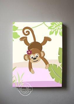 Whimsical Monkey Safari Theme - Canvas Decor-B018ISM39GBaby ProductMuralMax Interiors