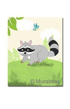 Whimsical Nursery Raccoon Decor - Unframed Print-B018KOE8GO-MuralMax Interiors