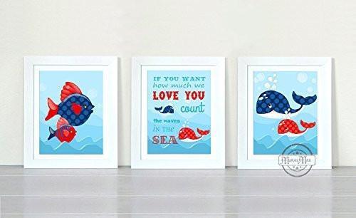 Whimsical Ocean Life & Nursery Rhymes - Unframed Prints - Set of 3-B018KOCV2C