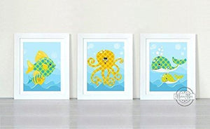 Whimsical Octopus & Ocean Life Nursery Decor - Unframed Prints-B018KOCGY0-MuralMax Interiors
