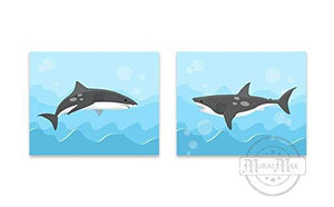 Whimsical Shark Collection - Unframed Prints - Set of 2-B018KOB7WC-MuralMax Interiors