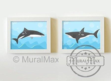 Whimsical Shark Collection - Unframed Prints - Set of 2-B018KOB7WC