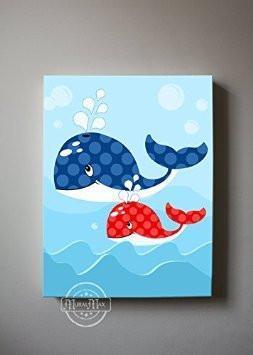 Whimsical Whales Theme - Canvas Nursery Decor-B018ISJ0M4