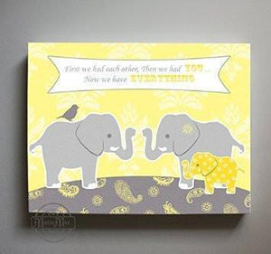 Yellow and Gray Baby Nursery Inspiration Quote Wall Art - First We Had You Canvas Art-MuralMax Interiors