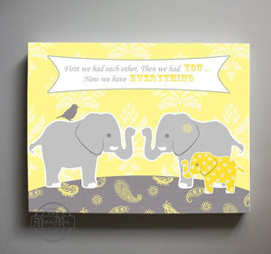 Yellow and Gray Baby Nursery Inspiration Quote Wall Art - First We Had You Canvas Art-MuralMax Interiors