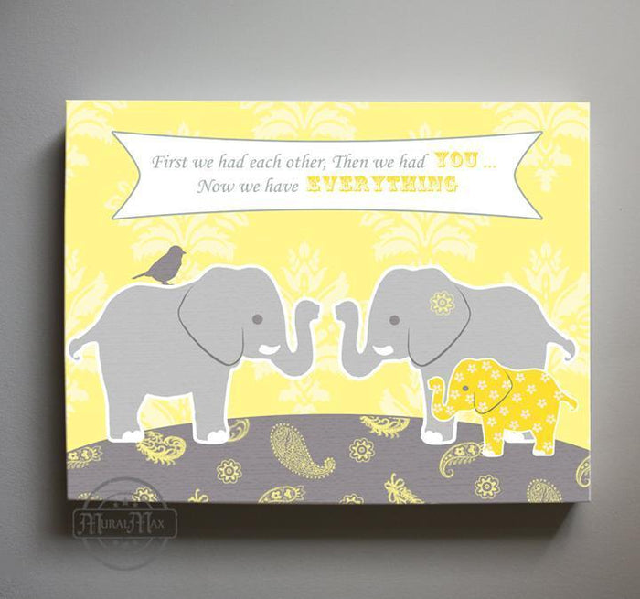 Yellow and Gray Baby Nursery Inspiration Quote Wall Art - First We Had You Canvas Art