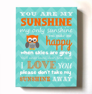 You Are My Sunshine Baby Boy Nursery Decor Canvas Art - Inspirational Quote Baby Shower Gift-MuralMax Interiors