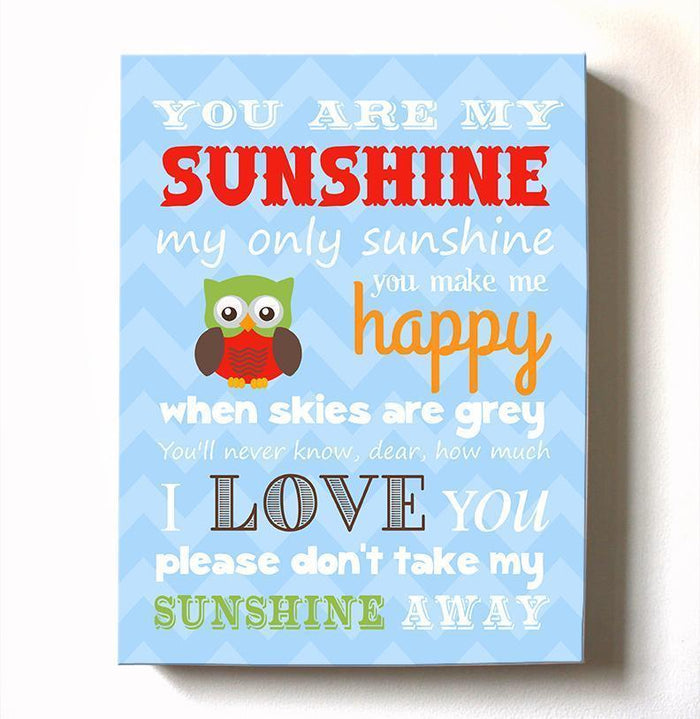 You Are My Sunshine Baby Boy Nursery Decor Canvas Art - Inspirational Quote Baby Shower Gift
