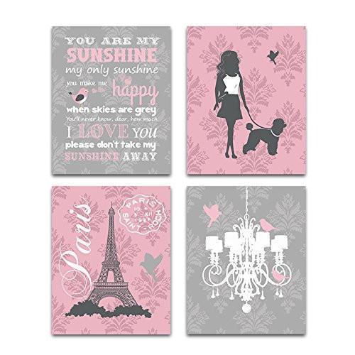 You Are My Sunshine Eiffel Tower Collection - Set of 4 - Unframed Prints-B01CRMIERO