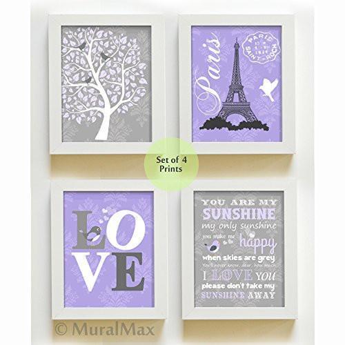 You Are My Sunshine Eiffel Tower Collection - Set of 4 - Unframed Prints-B01CRMJRK2