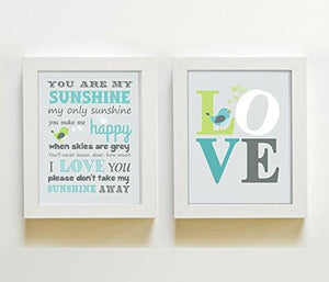 You Are My Sunshine & Love Theme - Set of 2 - Unframed Prints-B01CRMJW7U-MuralMax Interiors