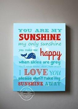 You Are My Sunshine My only Sunshine Theme - Canvas Wall Decor-B018ISIR7S-MuralMax Interiors