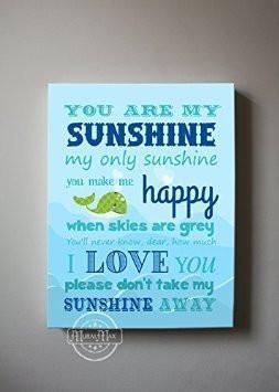 You Are My Sunshine My only Sunshine Theme - Canvas Wall Decor-B018ISK5UK-MuralMax Interiors