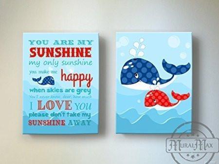 You Are My Sunshine My only Sunshine Theme - Canvas Wall Decor - Set of 2-B018ISIVV0