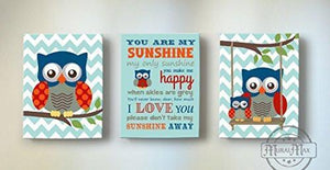 You Are My Sunshine Nursery Decor For boy - Unique Nursery Art Baby Boy - New Baby Gifts - Set Of 3-MuralMax Interiors