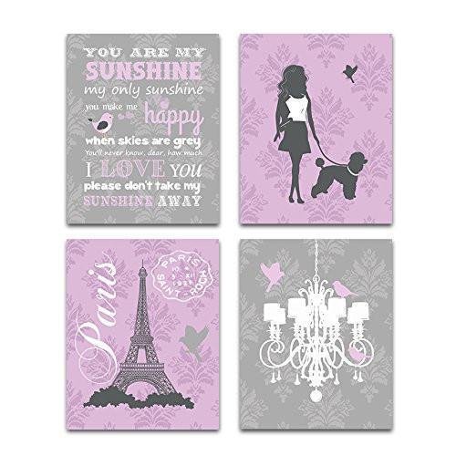 You Are My Sunshine Paris Collection - Set of 4 - Unframed Prints-B01CRMIBPE