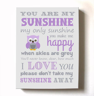 You Are My Sunshine Wall Decor - Baby Girl Nursery Decor Canvas Wall Art - Inspirational Quote-MuralMax Interiors