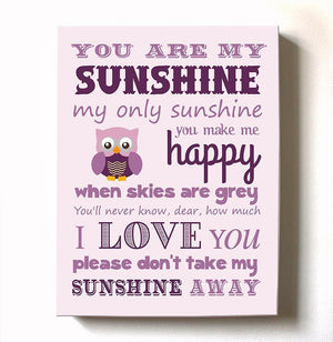 You Are My Sunshine Wall Decor - Baby Girl Nursery Decor Canvas Wall Art - Inspirational Quote-MuralMax Interiors