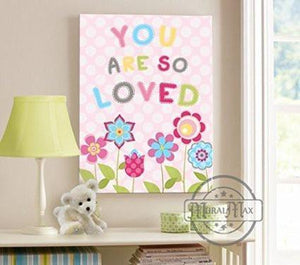 You Are So Loved Theme - Canvas Nursery Decor - Polka Dots & Flower Collection-B018ISMB66-MuralMax Interiors